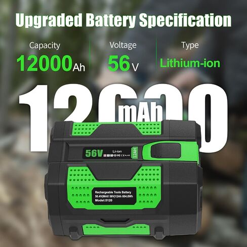 56V 12.0Ah Battery Replace for EGO 56V Battery Compatible with EGO Lawn Mower BA2800 BA4200 BA1400 and 56V Power Tools in Kuwait