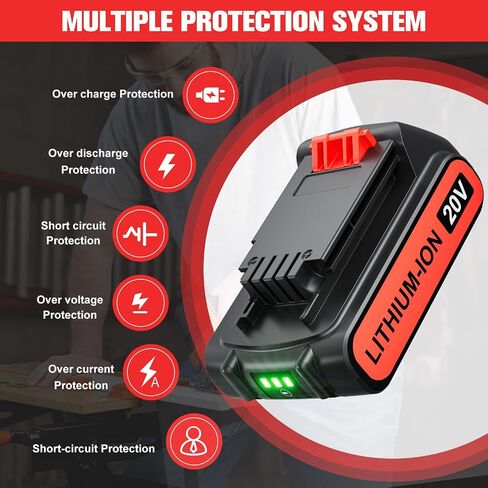 Upgraded 4.0Ah Replacement for Black and Decker 20V Lithium Battery Compatible with Black & Decker 20 Volt Battery Max LB20 LBX20 LBXR20-OPE LBXR2020-OPE LB2X4020-OPE LBXR20B-2 LST220 Cordless Tools in Kuwait