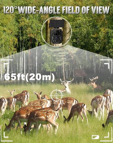 Trail Camera - Solar 8K 60MP WiFi Game Camera with 0.1S Motion Activated, 65FT Detection Distance, No Glow HD Night Vision, IP66 Waterproof, 32GB Card Included for Wildlife Monitoring. in Kuwait