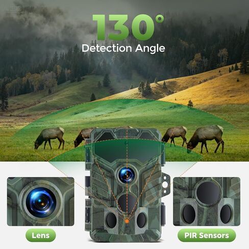 VOOPEAK WiFi Trail Camera Bluetooth- Low Glow IR Night Vision Game Camera with 32MP 0.1s Trigger Speed 130° Wide-Angle, IP66 Waterproof Wildlife Camera for Hunting and Security in Kuwait