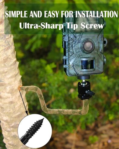 4 Pack Camo Trail Camera Tree Mount with 1/4"-20 Screw for Hunting Gear | Adjustable tree mount for trail cameras. Fits cameras with standard 1/4"-20 thread. Easy to install & adjust in Kuwait