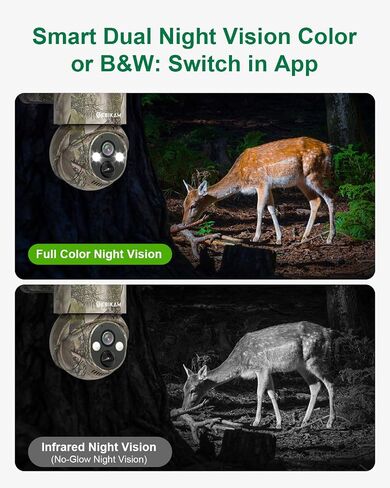 4G LTE Cellular Trail Camera with SIM, Solar, 2K 360° PTZ, No WiFi | Live View, Color Night Vision, Motion Detection, Camouflage, Hunting, Wildlife, Remote App View, Solar Powered, Waterproof in Kuwait