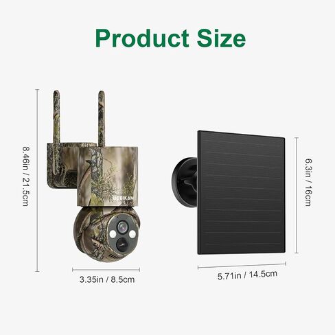 4G LTE Cellular Trail Camera with SIM, Solar, 2K 360° PTZ, No WiFi | Live View, Color Night Vision, Motion Detection, Camouflage, Hunting, Wildlife, Remote App View, Solar Powered, Waterproof in Kuwait