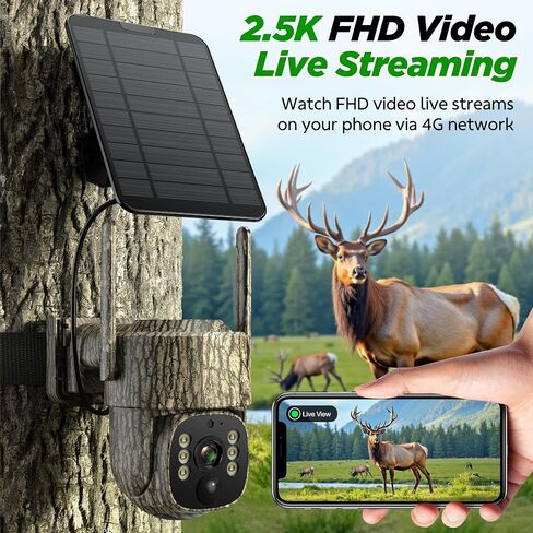 VOOPEAK Trail Camera, 4G LTE Cellular Game Cameras with 360° Live Streaming | 2.5K Hunting Camera Solar Powered, Security Camera Built-in SIM Card, Night Vision, Motion Activated, Waterproof, 2 Pack in Kuwait