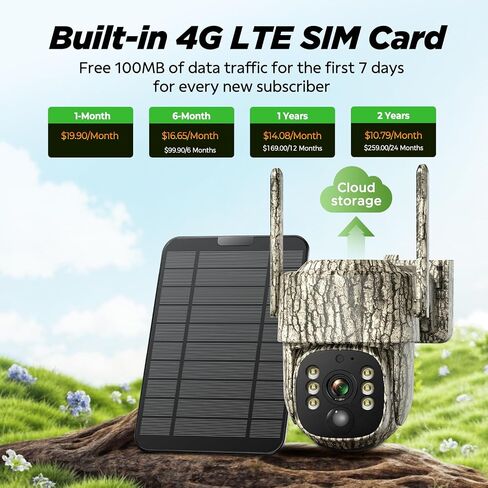 VOOPEAK Trail Camera, 4G LTE Cellular Game Cameras with 360° Live Streaming | 2.5K Hunting Camera Solar Powered, Security Camera Built-in SIM Card, Night Vision, Motion Activated, Waterproof, 2 Pack in Kuwait