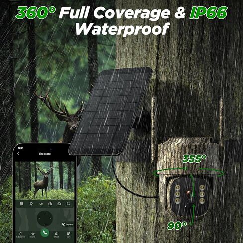VOOPEAK Trail Camera, 4G LTE Cellular Game Cameras with 360° Live Streaming | 2.5K Hunting Camera Solar Powered, Security Camera Built-in SIM Card, Night Vision, Motion Activated, Waterproof, 2 Pack in Kuwait