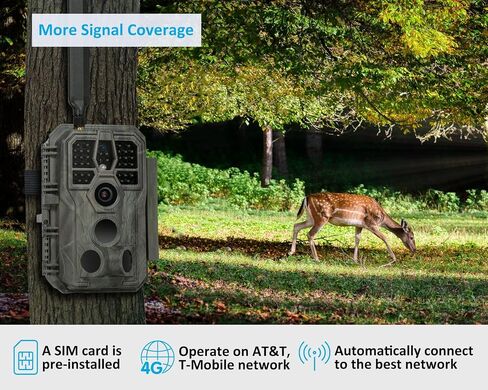 GardePro X50S Cellular Trail Camera + SP350 Solar Panel, Preloaded SIM, Compatible with Verizon, AT&T & T-Mobile, Full Video Preview, 0.1s Trigger, No-Glow IR Night Vision in Kuwait