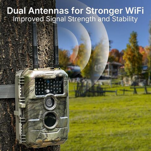 GardePro E6 2.0 Pro Solar WiFi Trail Camera (Non-Cellular), Dual Antennas, Stable Connection, 4K Video, Rechargeable Battery, On-Site Viewing, No-Glow Night Vision, Motion Activated in Kuwait