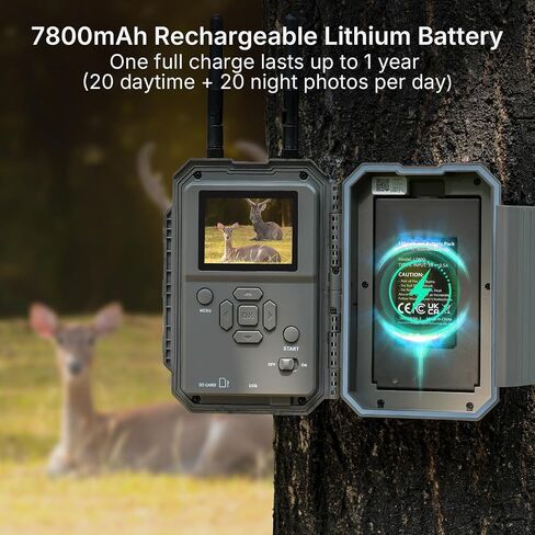 GardePro E6 2.0 Pro Solar WiFi Trail Camera (Non-Cellular), Dual Antennas, Stable Connection, 4K Video, Rechargeable Battery, On-Site Viewing, No-Glow Night Vision, Motion Activated in Kuwait