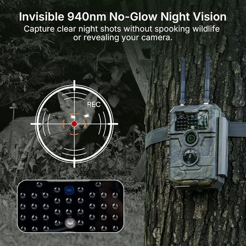 GardePro E6 2.0 Pro Solar WiFi Trail Camera (Non-Cellular), Dual Antennas, Stable Connection, 4K Video, Rechargeable Battery, On-Site Viewing, No-Glow Night Vision, Motion Activated in Kuwait