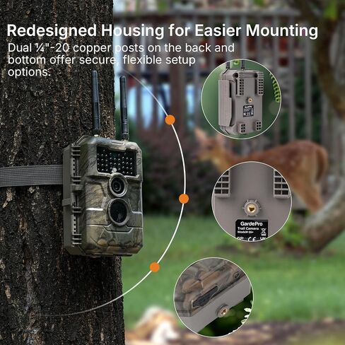 GardePro E6 2.0 Pro Solar WiFi Trail Camera (Non-Cellular), Dual Antennas, Stable Connection, 4K Video, Rechargeable Battery, On-Site Viewing, No-Glow Night Vision, Motion Activated in Kuwait