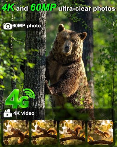 Vatony 4G Cellular Trail Camera-with 4K 48MP Wide Angle 120 Degree,Night Vision up to 100FT, Solar Powered Hunting Camera with SD Storage, IP68 Waterproof, Motion Activated Wildlife Camera in Kuwait