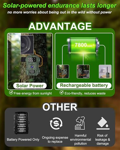 Vatony 4G Cellular Trail Camera-with 4K 48MP Wide Angle 120 Degree,Night Vision up to 100FT, Solar Powered Hunting Camera with SD Storage, IP68 Waterproof, Motion Activated Wildlife Camera in Kuwait