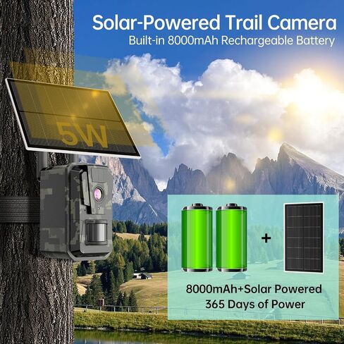 Trail Camera 2K 3MP, 4G Cellular Dual SIM, Solar Powered, Night Vision, 0.2s Trigger, 110° Wide Angle, Waterproof for Outdoor Wildlife Monitoring in Kuwait