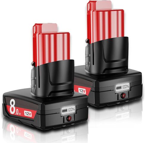 2Packs Upgraded 8.0Ah 12V Replacement for Milwaukee M12 Battery LCD Display 48-11-2401 48-11-2460 48-11-2402 48-11-2412 48-11-2411 Compatible with Milwaukee 12V battery &12 Volt Power Tools in Kuwait