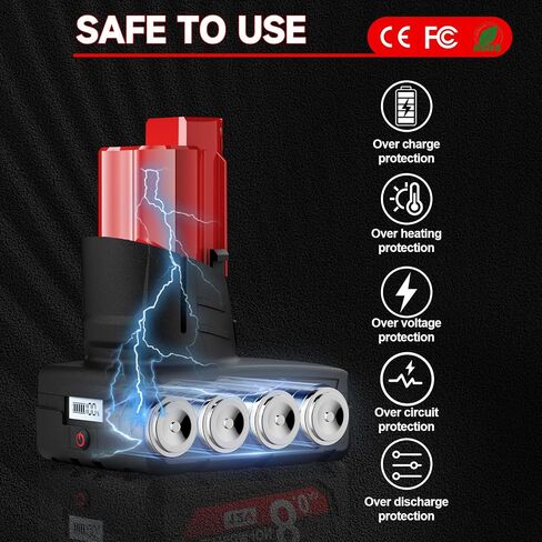 2Packs Upgraded 8.0Ah 12V Replacement for Milwaukee M12 Battery LCD Display 48-11-2401 48-11-2460 48-11-2402 48-11-2412 48-11-2411 Compatible with Milwaukee 12V battery &12 Volt Power Tools in Kuwait