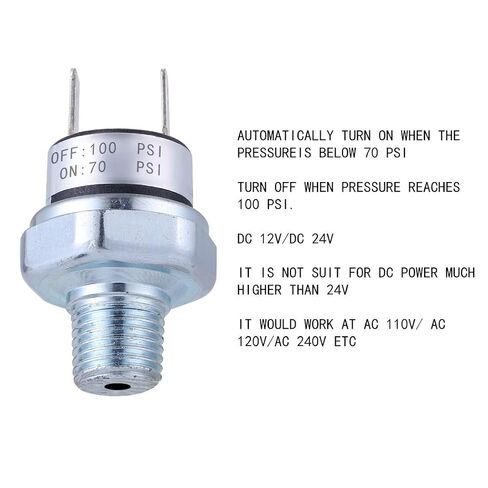 Air Pressure Switch 70 - 100 PSI Pressure Switch 1/4"-18 NPT 24V 12V Pressure Switch Air Compressor Pressure Switch 100PSI Pressure Controller 70PSI Low Pressure Switch in Kuwait
