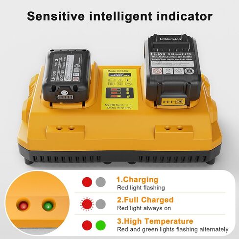 DCB102 Dual Battery Charger Replacement for Dewalt Charger DCB112 DCB104 DCB107 Compatible with 12V 20V Max Battery DCB124 DCB203 DCB204 in Kuwait