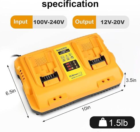 DCB102 Dual Battery Charger Replacement for Dewalt Charger DCB112 DCB104 DCB107 Compatible with 12V 20V Max Battery DCB124 DCB203 DCB204 in Kuwait