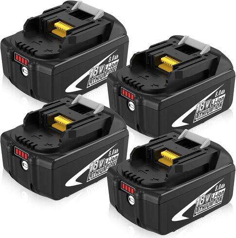 4 Packs Upgraded to 8000mAh Replacement for Makita 18V Battery 8Ah(Black) | Compatible with Makita 18 Volt LXT Batteries BL1890 BL1860B BL1860 BL1850B BL1840B BL1830B BL1815 BL1820B in Saudi Arabia
