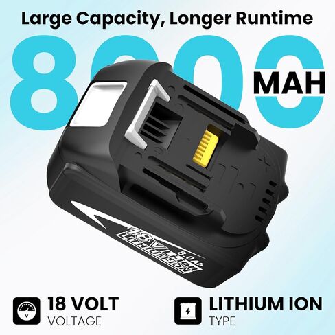 4 Packs Upgraded to 8000mAh Replacement for Makita 18V Battery 8Ah(Black) | Compatible with Makita 18 Volt LXT Batteries BL1890 BL1860B BL1860 BL1850B BL1840B BL1830B BL1815 BL1820B in Saudi Arabia