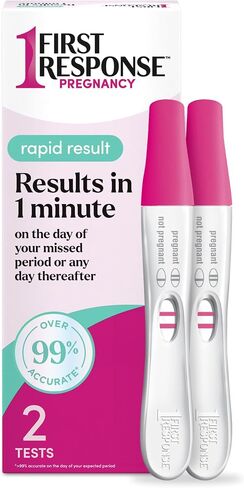First Response Rapid Result Pregnancy Test, 2 Pack | Results In 1 Minute, Over 99% Accurate*, Easy-to-Read Results, Trusted For 30 Years in Saudi Arabia