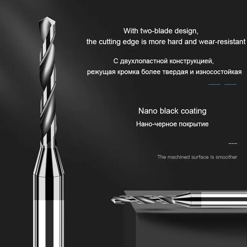 1PC Carbide Twist Drill Bit for CNC & Metal - 0.2-2.9mm Micro-Diameter Tungsten Steel Drill, D3 Shank 40mm Length(D1.9X12LXD3) in Kuwait