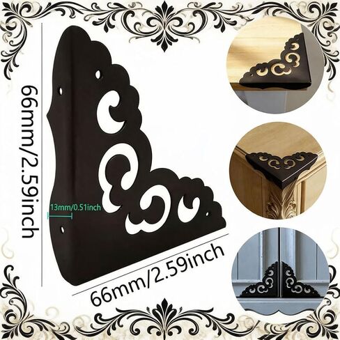 Metal Corner Protectors for Wood Boxes Furniture, Vintage Decorative Corner Guards for Box Door Table Furniture Corner Edge Safety Guard Pack of 4 in Kuwait