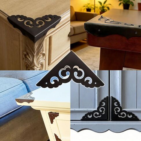 Metal Corner Protectors for Wood Boxes Furniture, Vintage Decorative Corner Guards for Box Door Table Furniture Corner Edge Safety Guard Pack of 4 in Kuwait