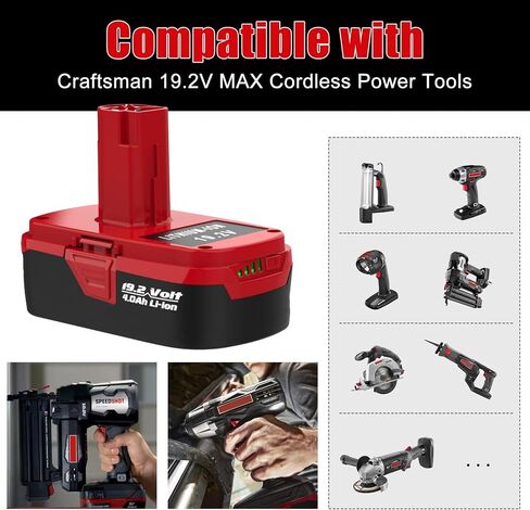 4000mAh C3 19.2V Lithium Battery Replace for Craftsman 19.2 Volt Battery 130279005 130211004 315.115410 (Not fit on 315.CH2020, 1425301, 1 Hour Charger) in Saudi Arabia