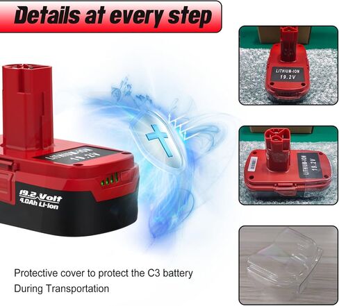 4000mAh C3 19.2V Lithium Battery Replace for Craftsman 19.2 Volt Battery 130279005 130211004 315.115410 (Not fit on 315.CH2020, 1425301, 1 Hour Charger) in Saudi Arabia