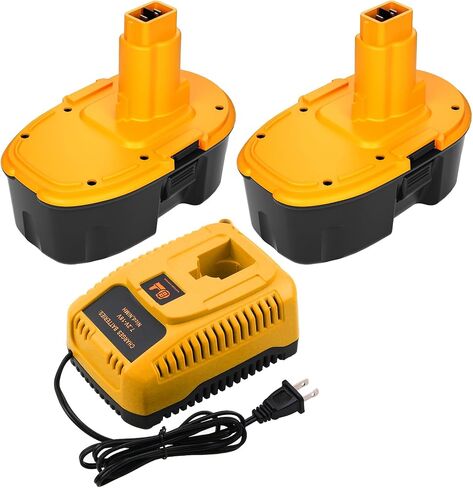 2 Packs 4.5Ah Replacement for Dewalt 18V Battery and DC9310 Charger(Yellow) | Comapatible with Dewalt 18 Volt Batteries Ni-Mh DC9096 DC9098 DC9099 DW9096 DW9098 DW9099 in Kuwait
