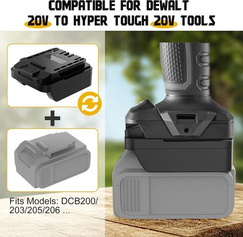 Dinftin Battery Adapter Compatible for Dewalt 20V Battery (Not Included) | to Fit for Hyper Tough 20V Lithium-ion Cordless Tools, Power Tool Adapter, Fits DCB200 DCB203 DCB204 DCB206 in Saudi Arabia