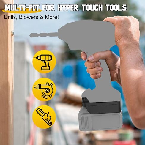 Dinftin Battery Adapter Compatible for Dewalt 20V Battery (Not Included) | to Fit for Hyper Tough 20V Lithium-ion Cordless Tools, Power Tool Adapter, Fits DCB200 DCB203 DCB204 DCB206 in Saudi Arabia