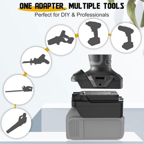 Dinftin Battery Adapter Compatible for Dewalt 20V Battery (Not Included) | to Fit for Hyper Tough 20V Lithium-ion Cordless Tools, Power Tool Adapter, Fits DCB200 DCB203 DCB204 DCB206 in Saudi Arabia