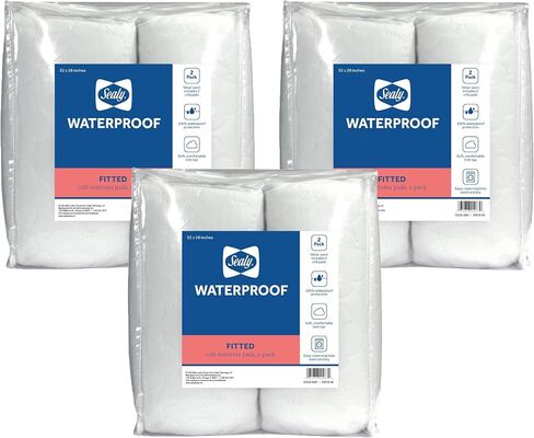 Sealy Baby Crib Mattress Protector - 2-PACK, Fitted Waterproof Infant Crib Mattress Pad and Toddler Bed Cover, Machine Washable and Easy to Clean, 52x28 in Saudi Arabia