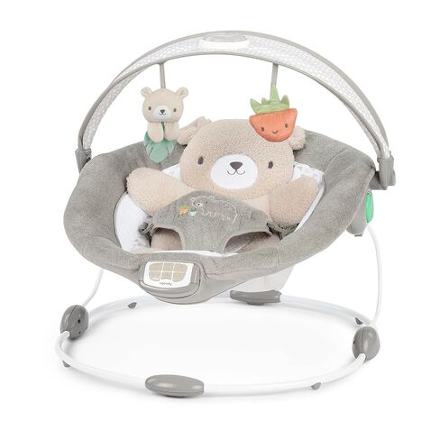 Ingenuity InLighten Baby Bouncer Seat with Light Up-Toy Bar and Bear Tummy Time Pillow Mat - Nate, Newborn and up in Kuwait