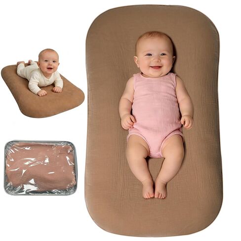 Baby Lounger, Newborn Lounger with Breathable & Soft Cover for Home and Travel, 0-24 Months Newborn Babies Essentials Gifts. Brown (1 Cover Included) in Kuwait