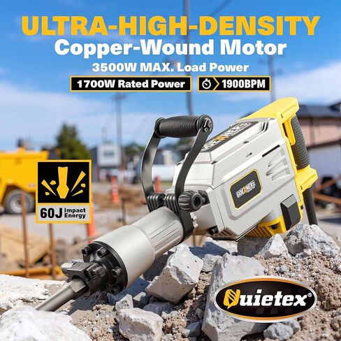 Demolition Jack Hammer Drill, MAX 3500W Jack Hammer Concrete Breaker 1900 BPM Heavy Duty Electric 60J Hammer Drill Chisel for Trenching and Breaking Holes in Kuwait