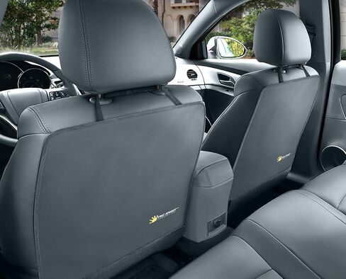 Premium Kick Mats - Luxury Seat Back Protectors and Seat Covers with Invisible Strap - 2-Pack - Gray (Grey) in Saudi Arabia