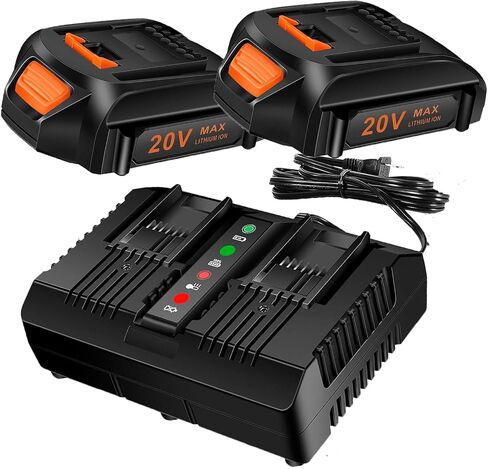 Replacement 20V Battery and Charger Starter Kit, WA3525 Lithium Battery and Charger WA3732 Compatible with Worx 20-Volt Cordless Power Tools in Kuwait