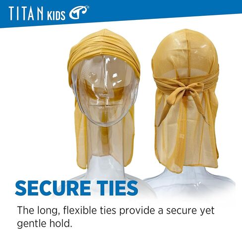 TITAN Baby Satin Du-Rag – Ultra Stretch Tailored Fit for Infants and Toddlers, Extra Long Tail, Soft & Breathable Silky Satin Head Wrap for Boys and Girls, Black in Kuwait