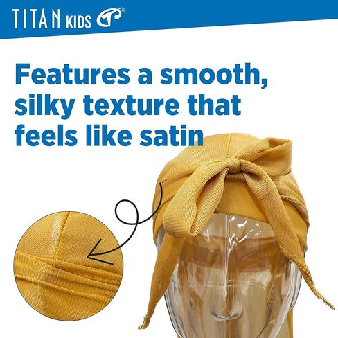 TITAN Baby Satin Du-Rag – Ultra Stretch Tailored Fit for Infants and Toddlers, Extra Long Tail, Soft & Breathable Silky Satin Head Wrap for Boys and Girls, Black in Kuwait