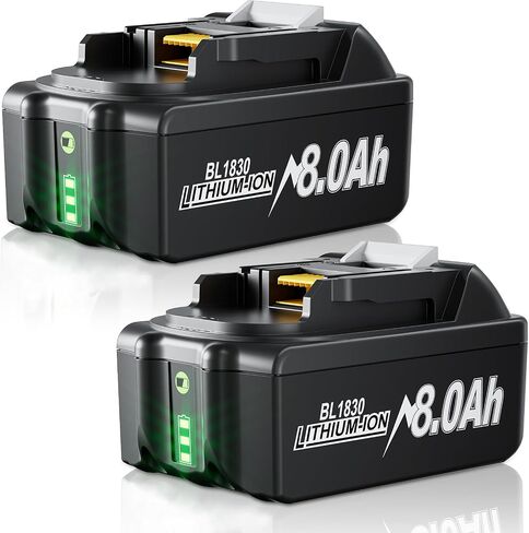 2Pack 8.0Ah Replacement for Makita 18V Battery Compatible with 18 Volt Battery BL1860 BL1850 BL1845 BL1840 BL1830 BL1820 BL1815 LXT400 194204-1 Cordless Power Tools | NIMH in Saudi Arabia