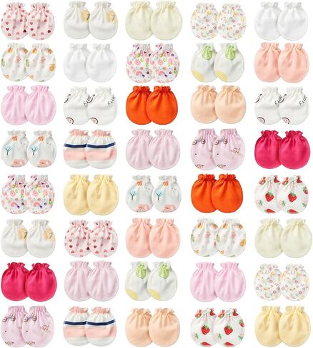 Geyoga 40 Pairs Newborn Baby Mittens No Scratch Mittens Soft Elastic Infant Baby Gloves for 0-6 Months in Kuwait