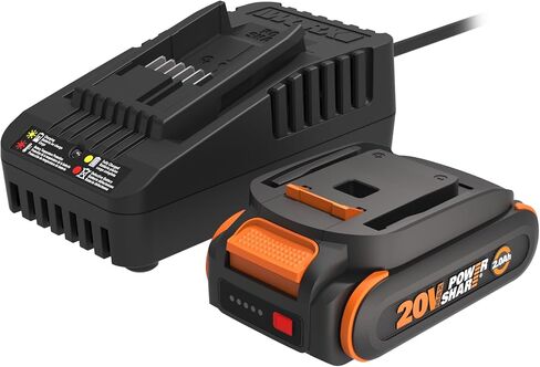 WORX 20V 2.0Ah Lithium-ion Battery 1 pc, WA3669 | WORX PowerShare; intelligent battery; stays cool; 360° cell protection; charge-level indicator in Saudi Arabia