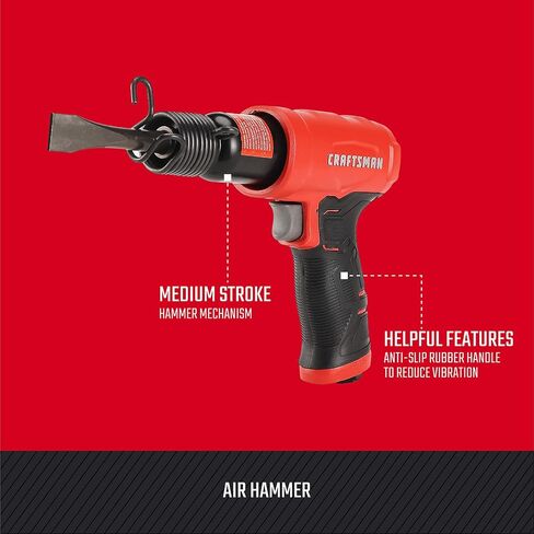 CRAFTSMAN Air Hammer, Medium Stroke, 2,800 BPM, Anti-Slip Handle, 4.4 SCFM at 90 PSI, Flat-Blade Chisel Included in Kuwait