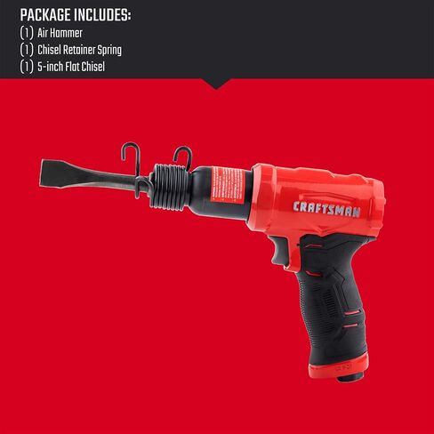 CRAFTSMAN Air Hammer, Medium Stroke, 2,800 BPM, Anti-Slip Handle, 4.4 SCFM at 90 PSI, Flat-Blade Chisel Included in Kuwait