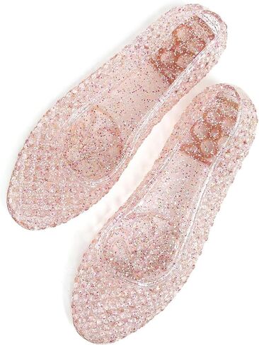 Stunner Women Beach Jelly Shoes Slip On Crystal Summer Hollow Ballet Flats | Summer Cool PVC Breathable Outdoor Indoor Dressy Flat Sandals for Holiday Shopping Spa Swimming Pool in Kuwait