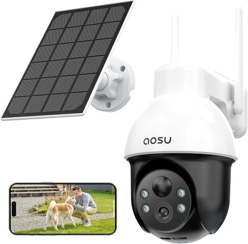 aosu 3K 5MP Solar Security Camera Wireless Outdoor PTZ 360° Smart Tracking | Auto Human&Vehicle Tracking No Blind Spots, Easy Setup, Color Night Vision, Ideal For Home, Yard & Farm Security Monitoring in Kuwait